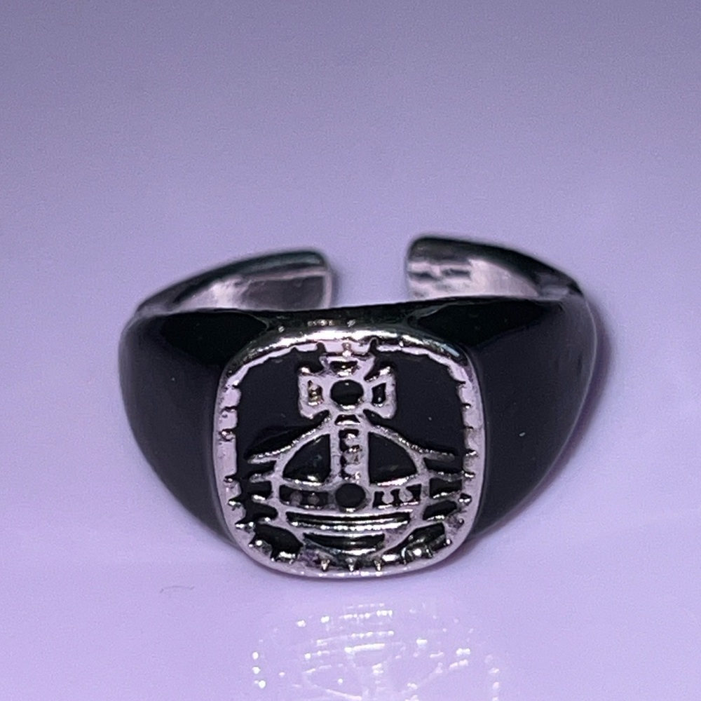 Silver and Black Saturn Ring